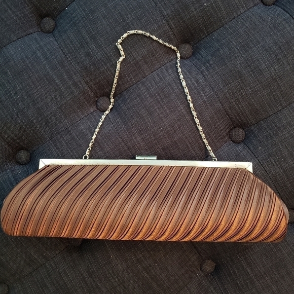 Bijoux Terner Handbags - BROWN PLEATED SATIN CLUTCH